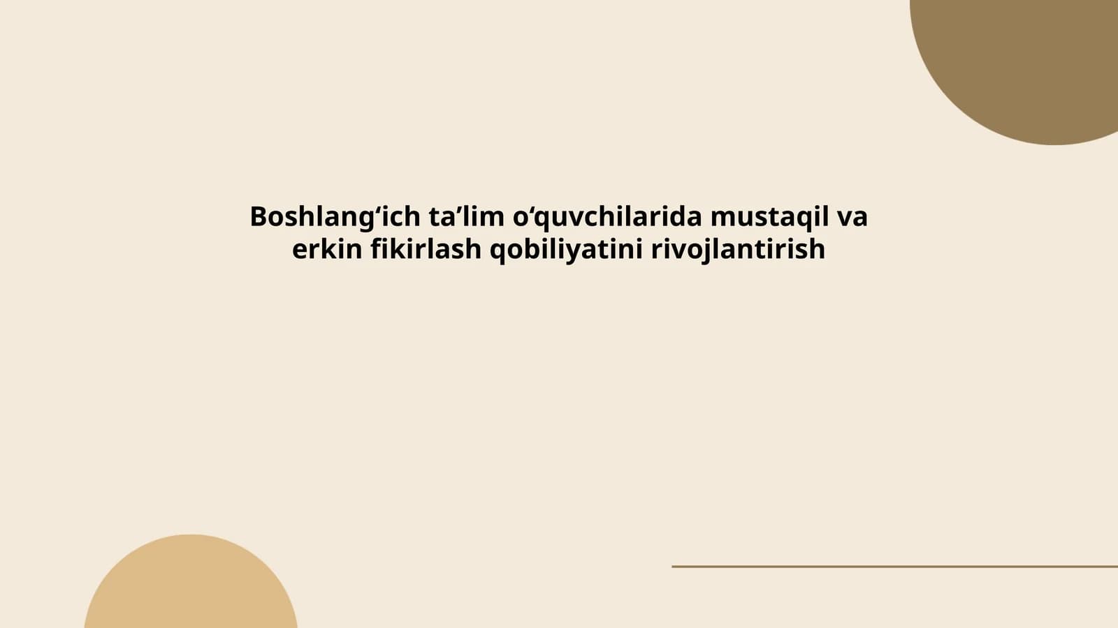Mustaqil fikrlashni rivojlantirish