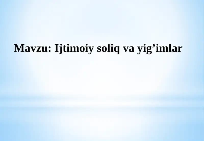 Ijtimoiysoliqva yig’imlar