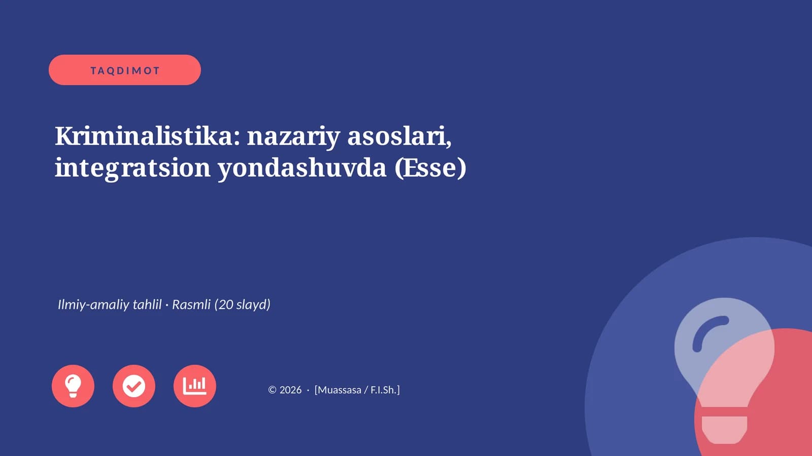 Kriminalistika: nazariy asoslari, integratsion yondashuvda (Esse)