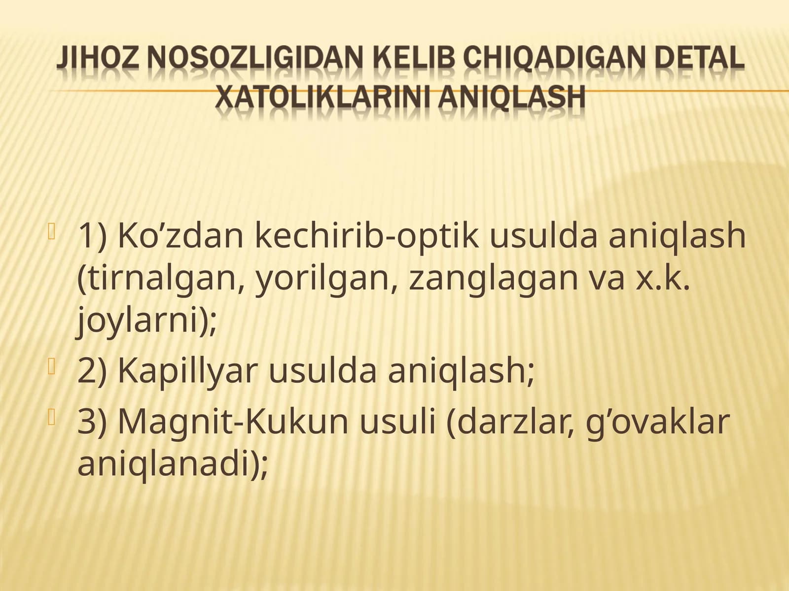 Muharrik tizimlarini sinash usullari