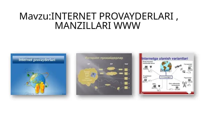 INTERNET PROVAYDERLARI, MANZILLARI WWW