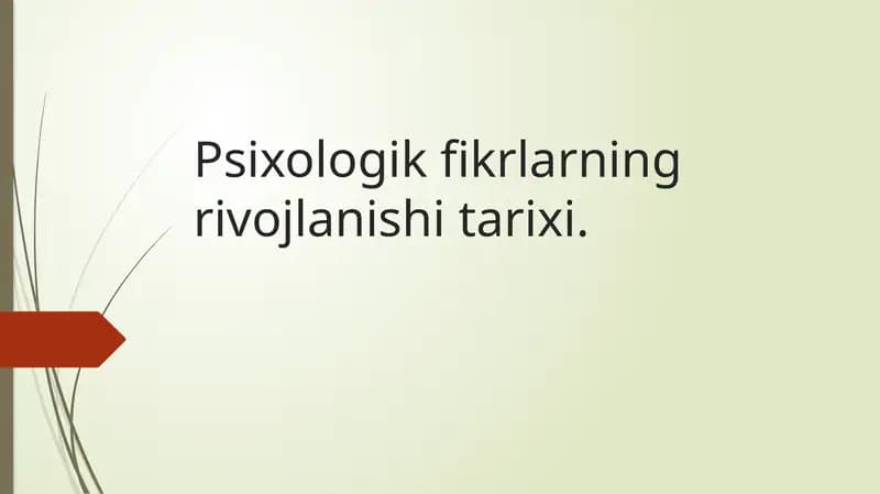 Psixologik fikrlarning rivojlanish tarixi