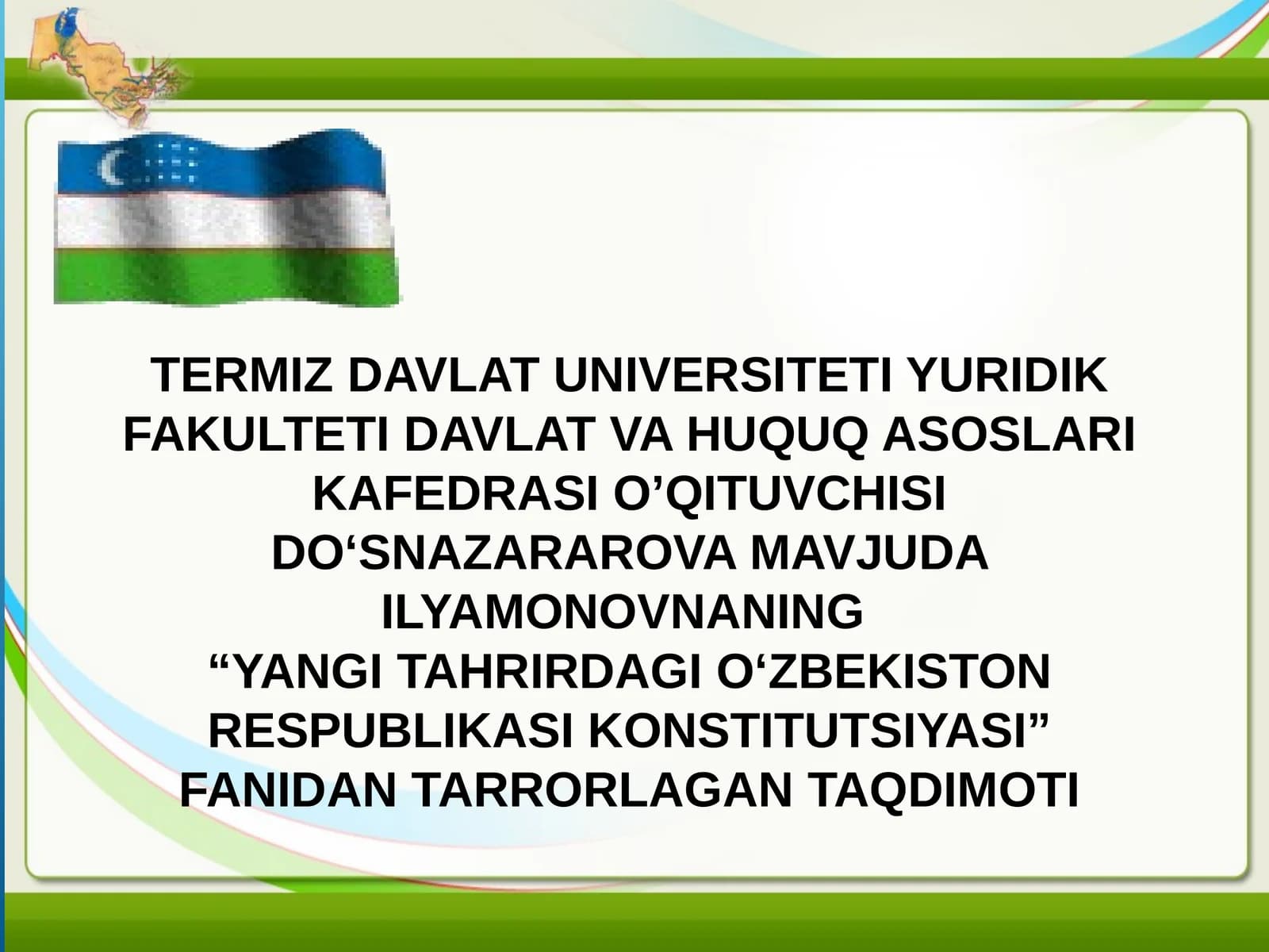 YANGI TAHRIRDAGI O‘ZBEKISTON RESPUBLIKASI KONSTITUTSIYASI