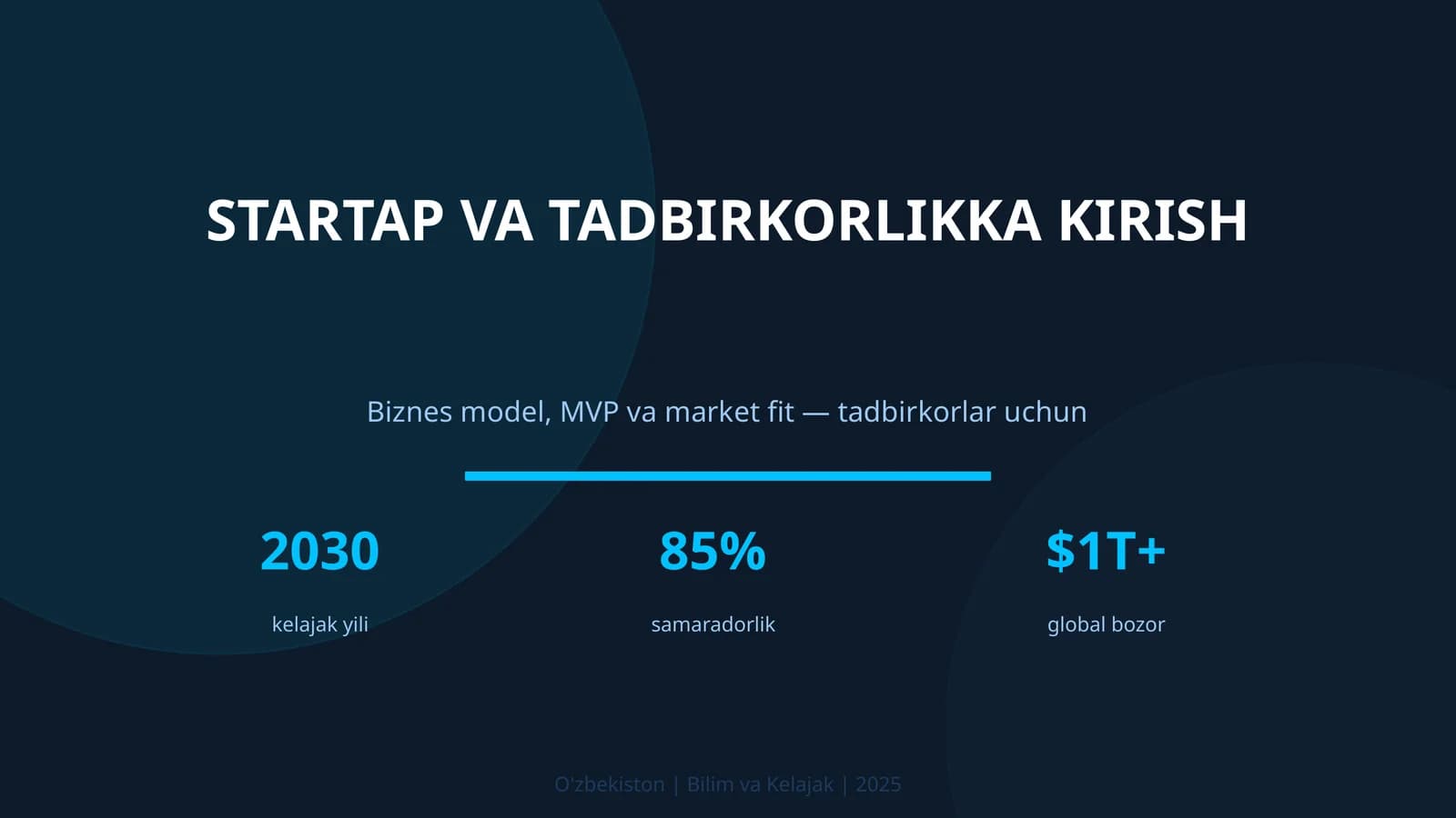 Startap va tadbirkorlikka kirish