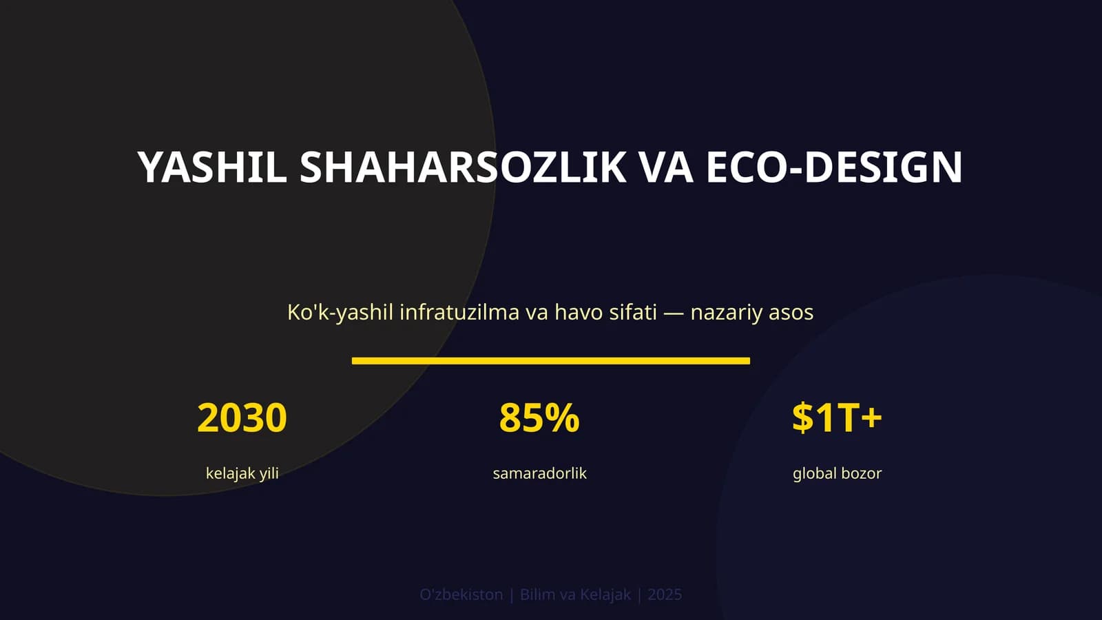YASHIL SHAHARSOZLIK VA ECO-DESIGN