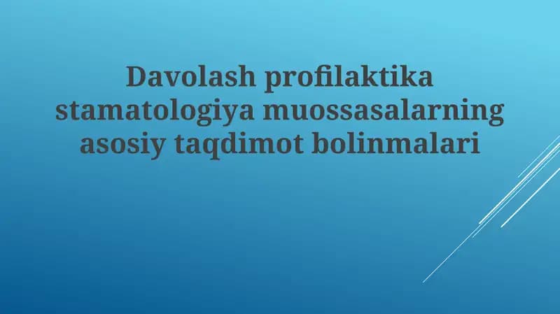Davolash, profilaktika stomatologiyasi