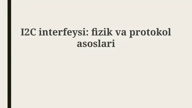 I2C interfeysi: Fizikaviy asoslar va simlar konfiguratsiyasi