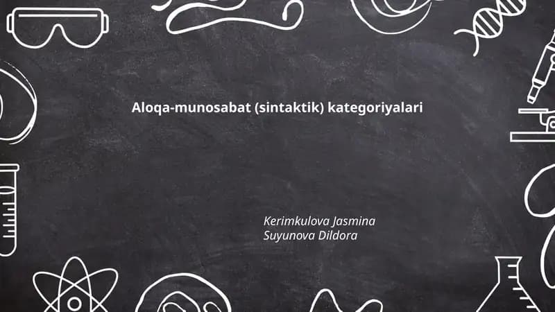 Aloqa-munosabat (sintaktik) kategoriyalari