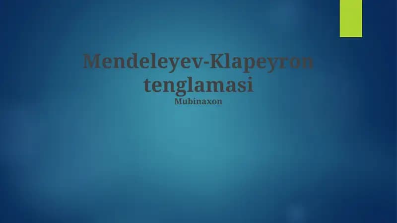 Mendeleev-Klapeyron tenglamasi