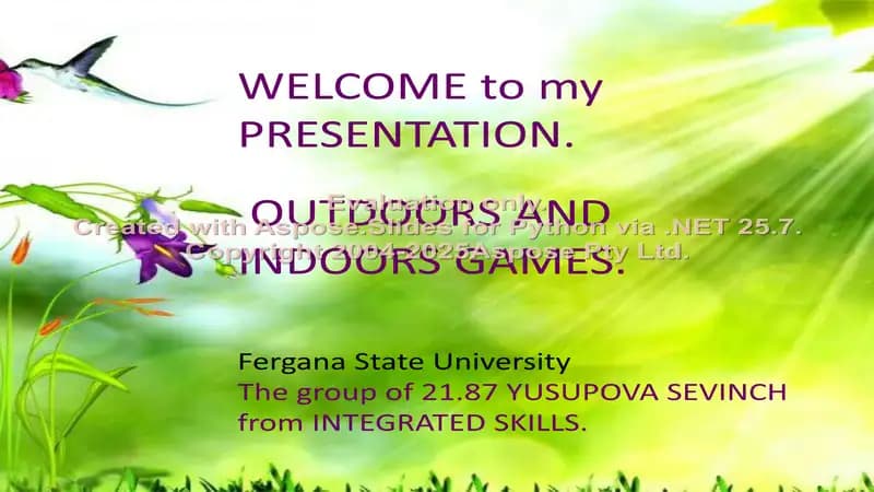 Outdoor and Indoor Games