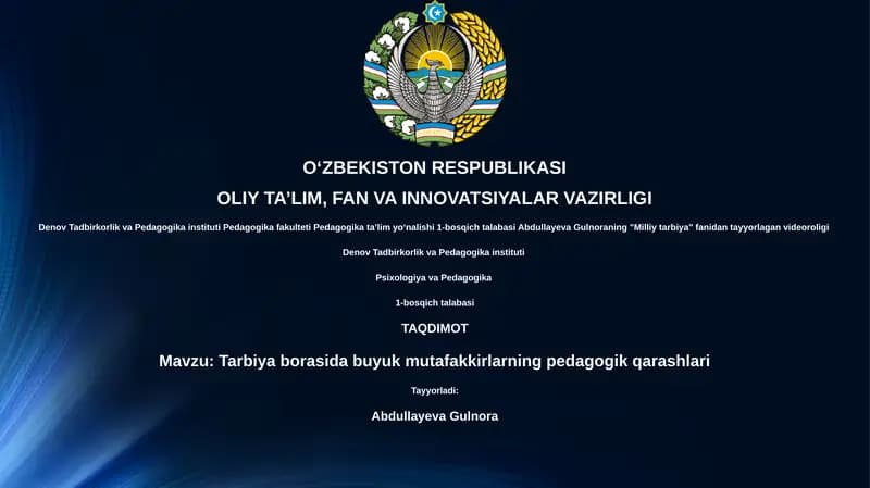 Buyuk mutafakkirlarning pedagogik qarashlari