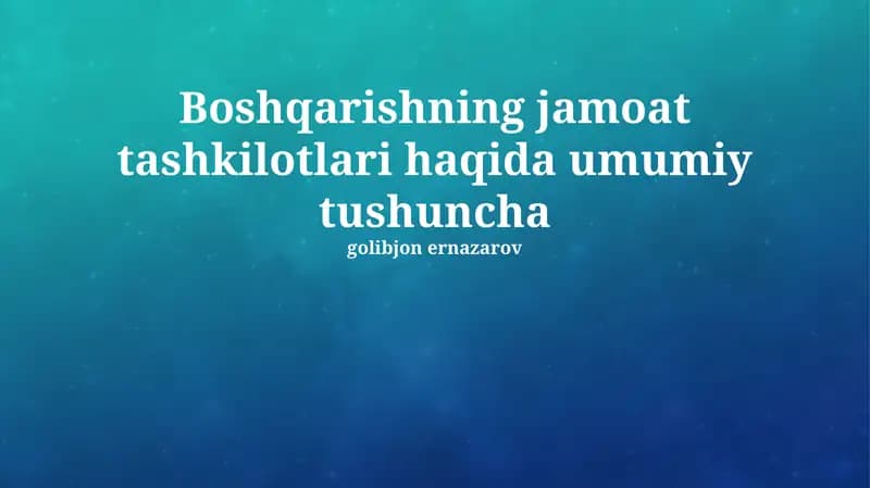 Davlat boshqaruvi tashkilotlarining mohiyati