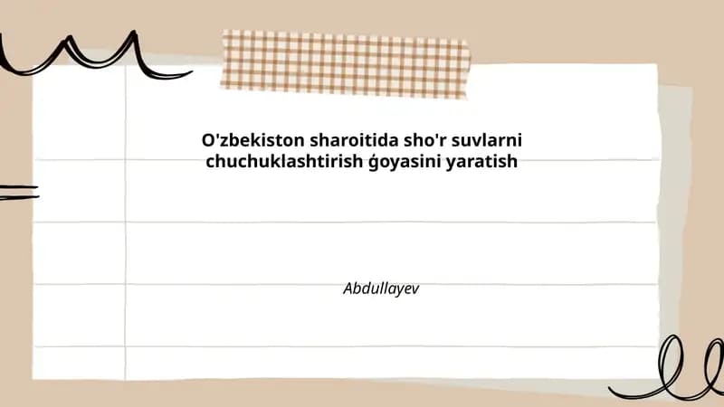 Sho'r suvlarni chuchuklashtirish ģoyasi