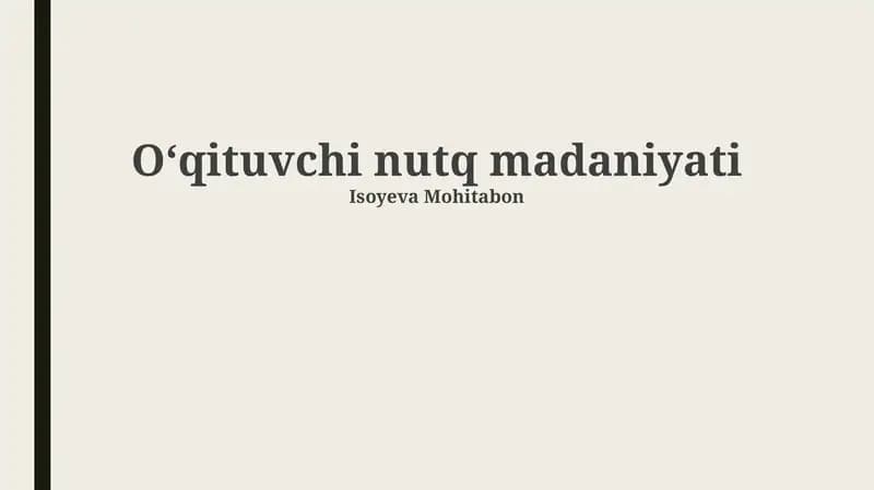 Oʻqituvchi nutq madaniyati