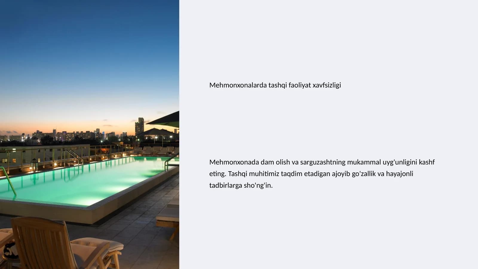 Mehmonxonalarda tashqi faoliyat xavfsizligi