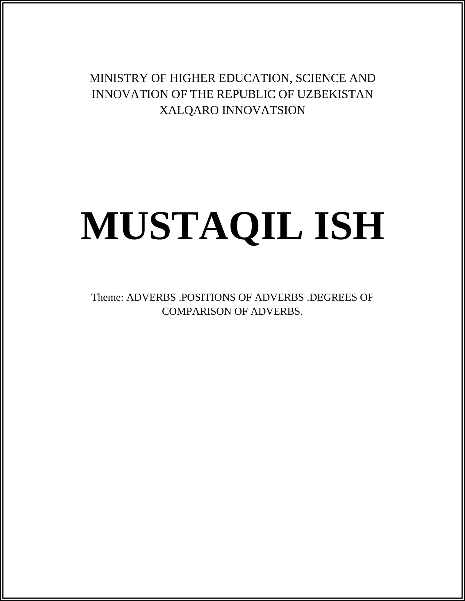 XALQARO INNOVATSION MUSTAQIL ISH