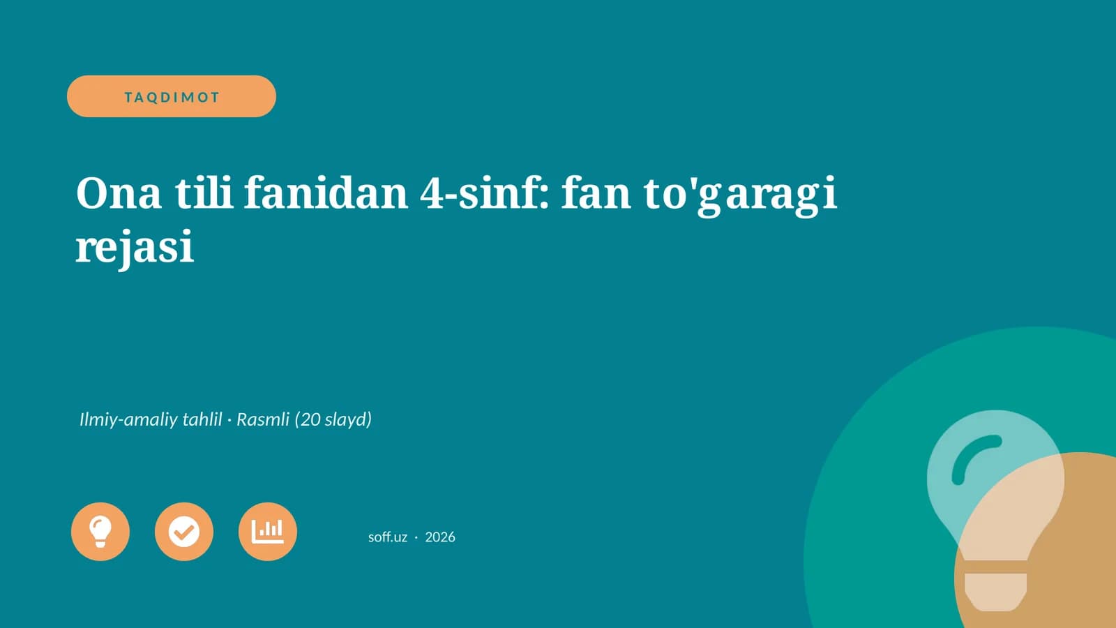 Ona tili fanidan 4-sinf: fan to'garagi rejasi