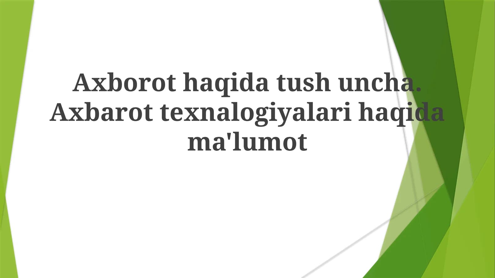 Axborot Texnologiyalari haqida ma'lumotlar