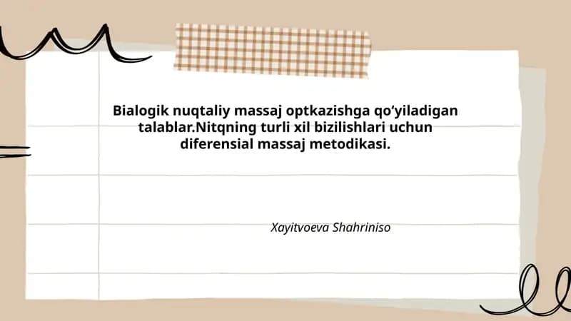 Bialogik nuqtaliy massaj metodikasi