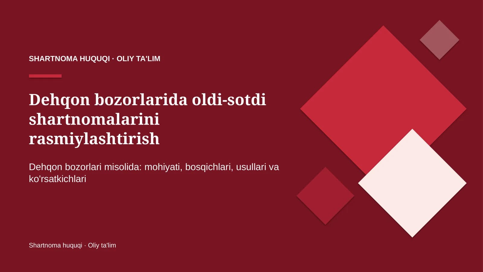 Shartnoma huquqi · Oliy ta'lim
