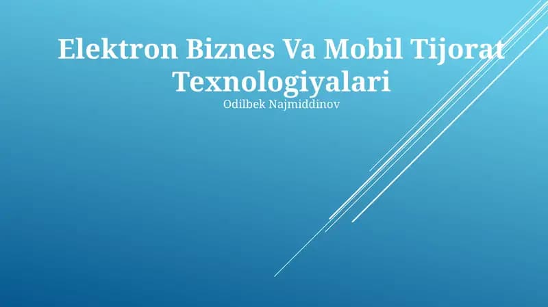 Elektron Biznes Va Mobil Tijorat Texnologiyalari