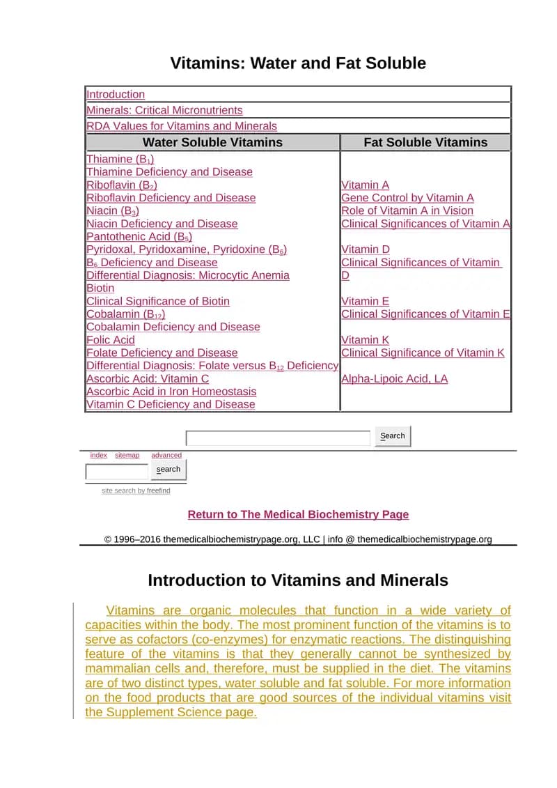 Water Soluble Vitamins