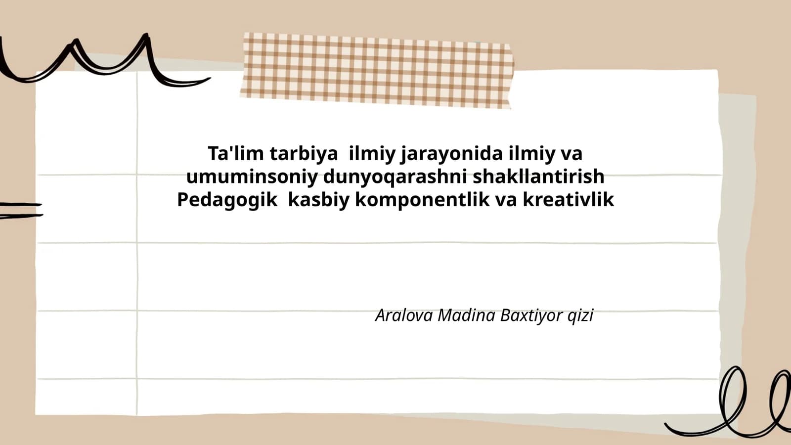 Ta'lim jarayonida dunyoqarashni shakllantirish