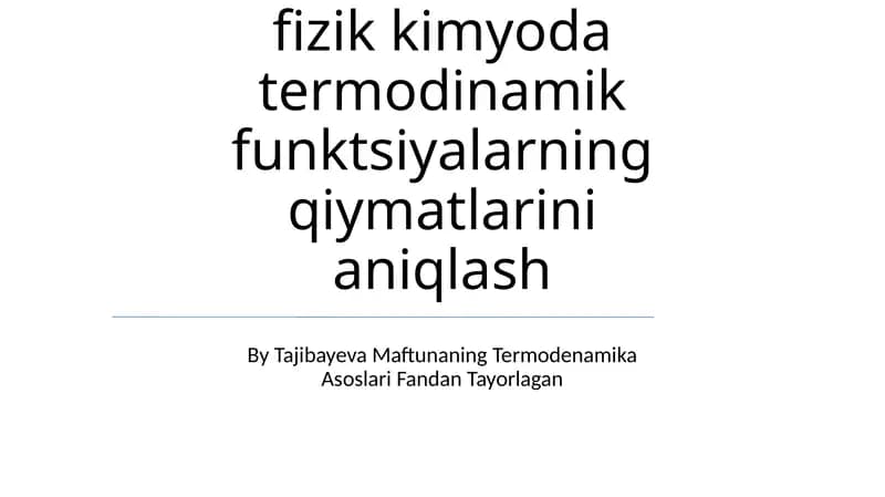 Maftunaning Termodenamika Asoslari