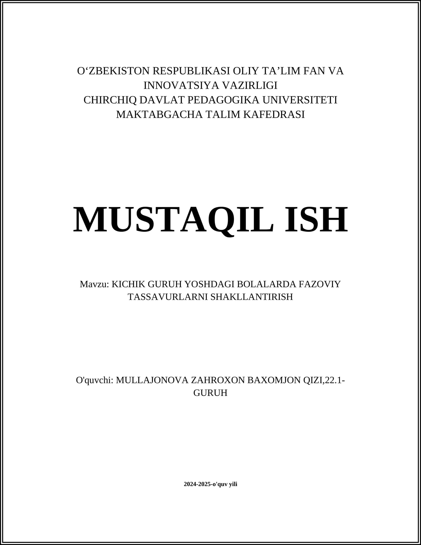 Fazoviy tafakkurning rivojlanishi
