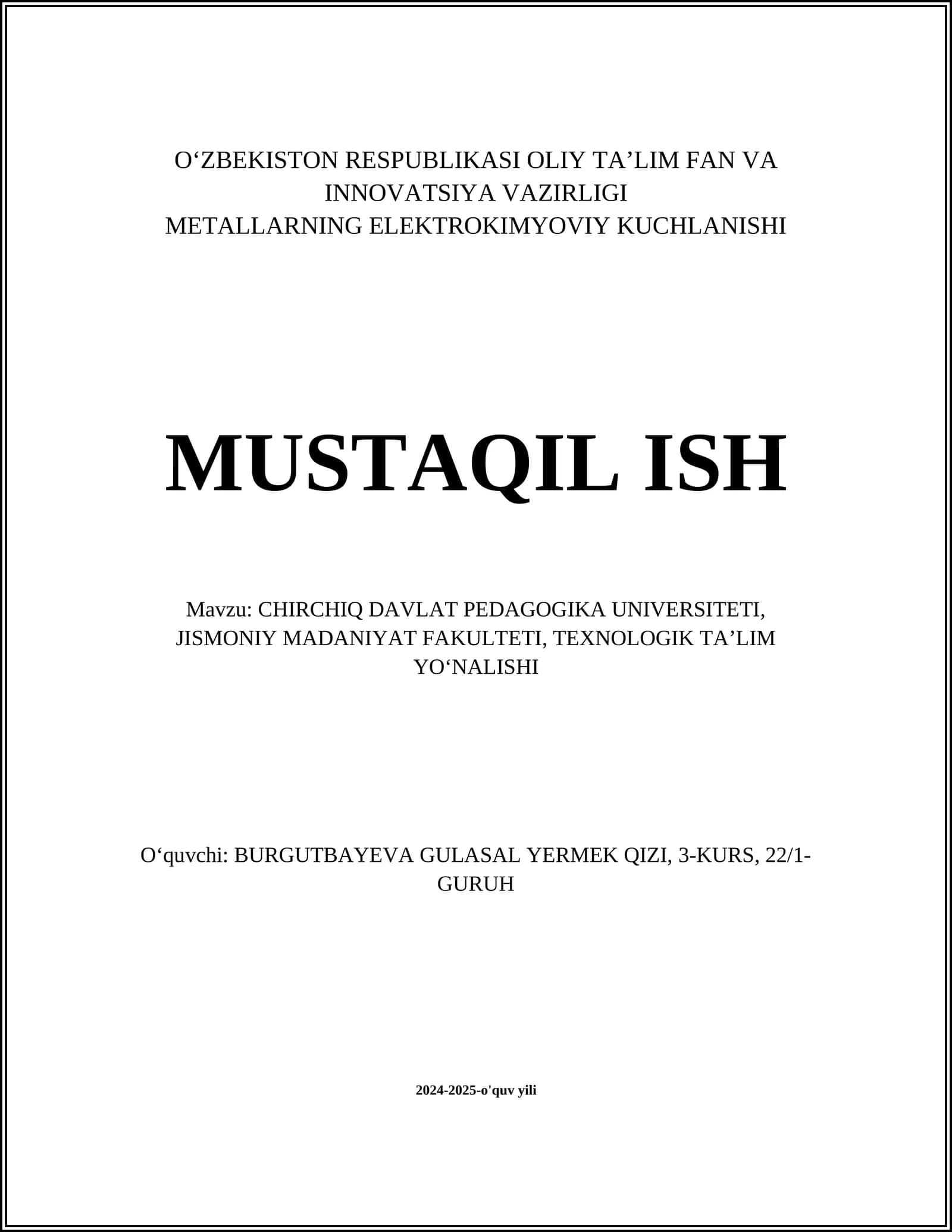 CHIRCHIQ DAVLAT PEDAGOGIKA UNIVERSITETI