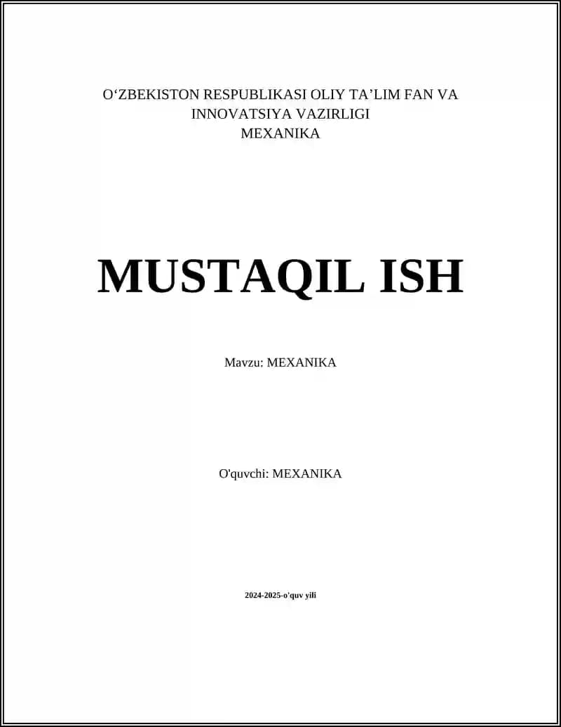 Mexanikaning asosiy tushunchalari