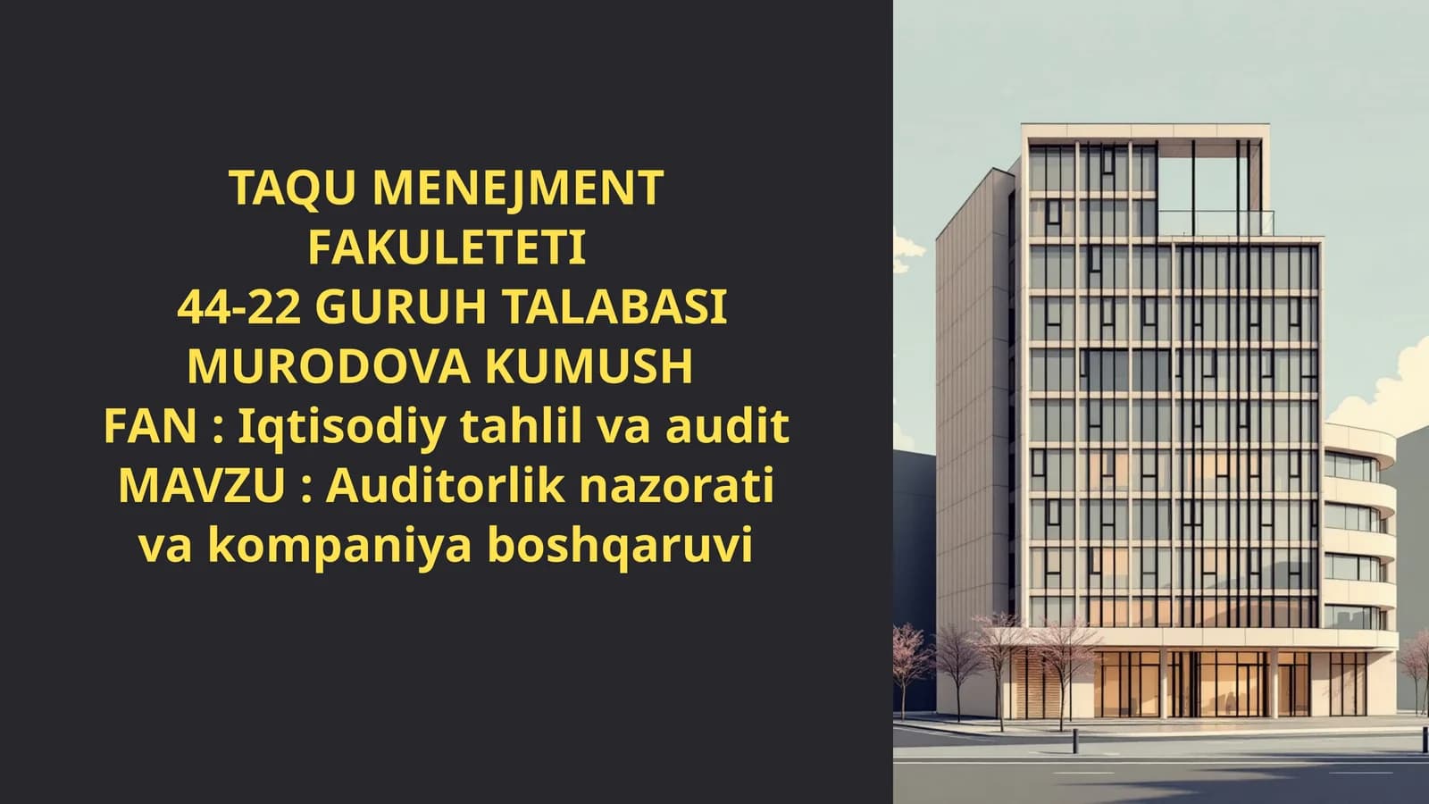 Auditorlik nazorati va kompaniya boshqaruvi