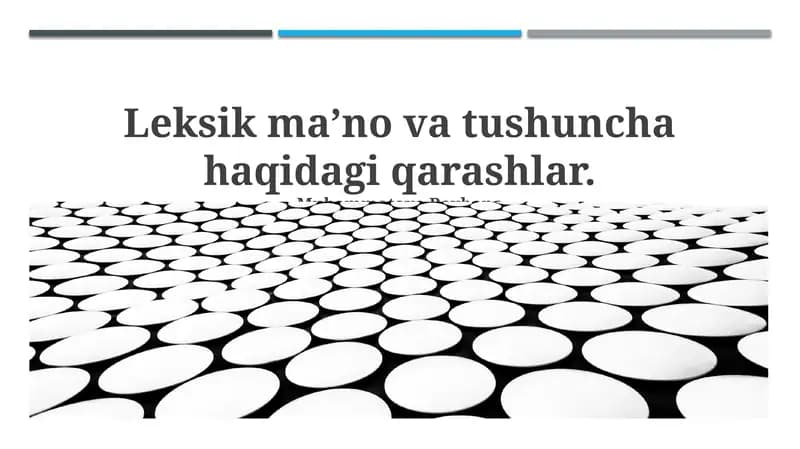 Leksik ma’no va tushuncha haqidagi qarashlar