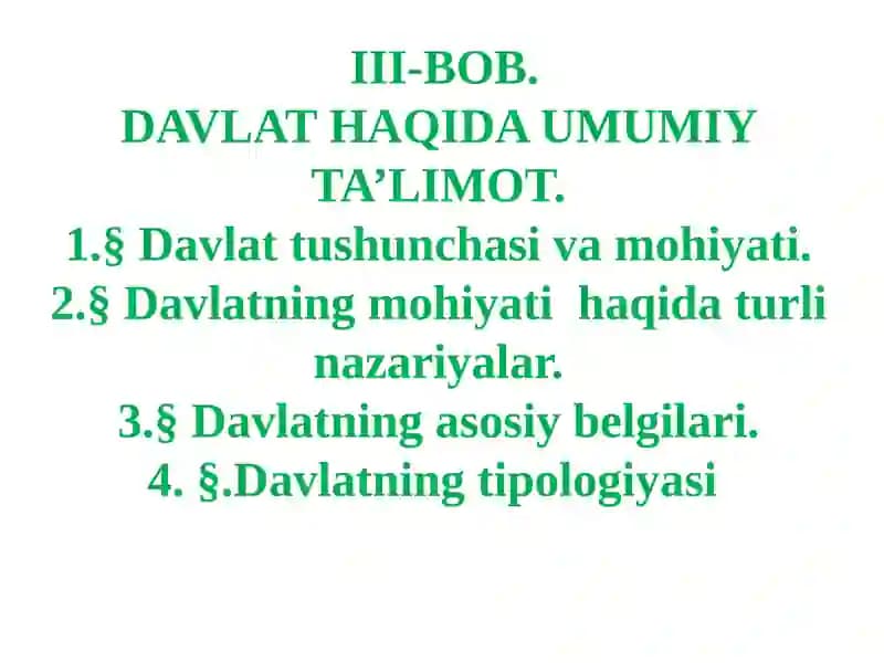 Davlat Haqida Umumiy Ta'limot