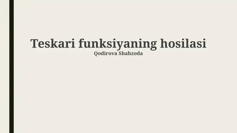 Teskari funksiyaning hosilasi