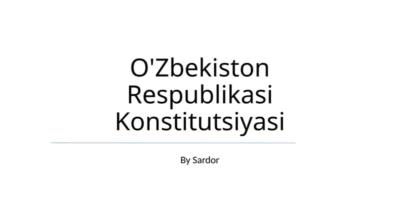 O'Zbekiston Respublikasi Konstitutsiyasi