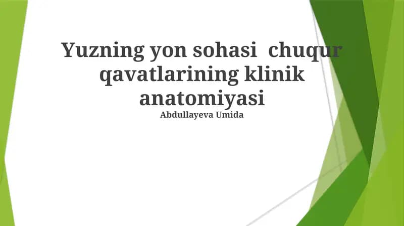 Yuzning yon sohasi chuqur qavatlarining klinik anatomiyasi
