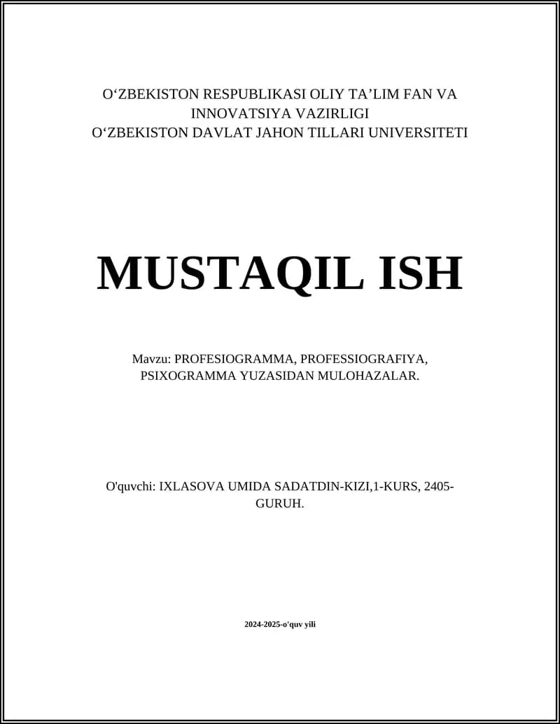 Profesogrammaning Nazariy Asoslari