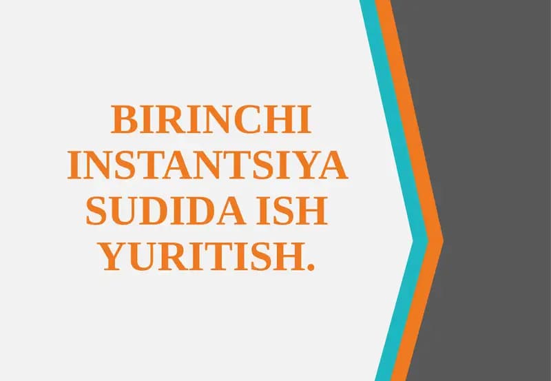 BIRINCHI INSTANTSIYA SUDIDA ISH YURITISH