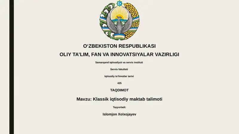Klassik iqtisodiy maktab talimoti