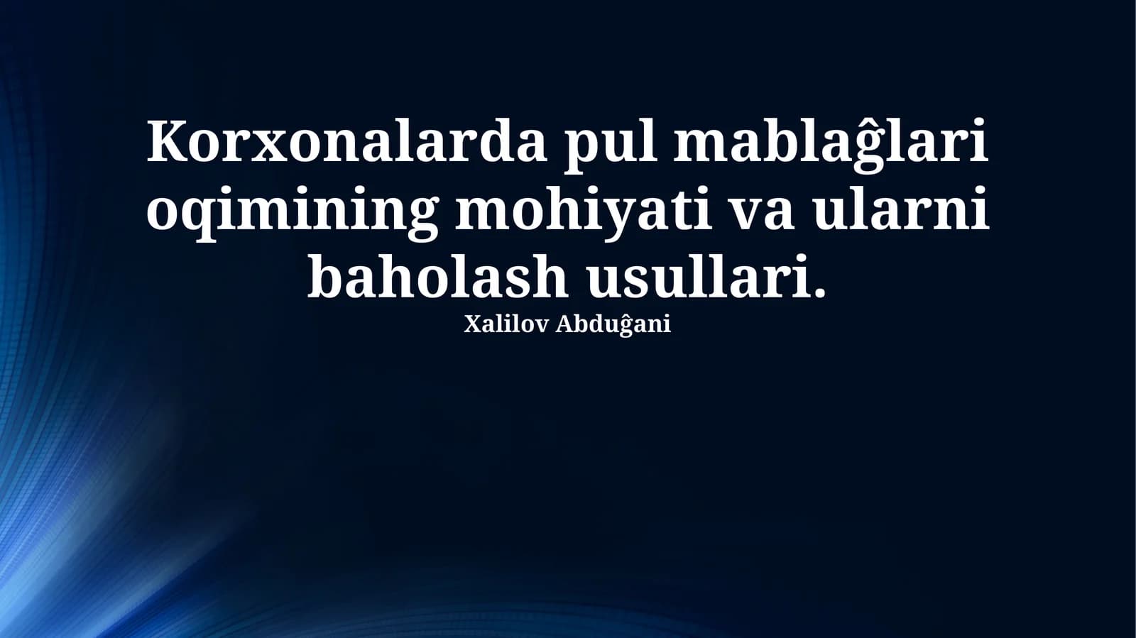 Pul oqimini baholash usullari