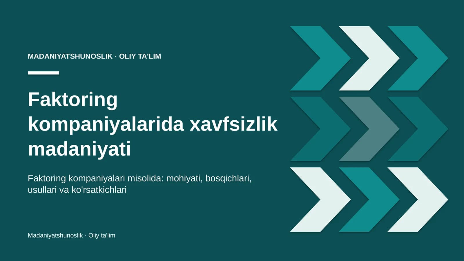 Faktoring kompaniyalarida xavfsizlik madaniyati