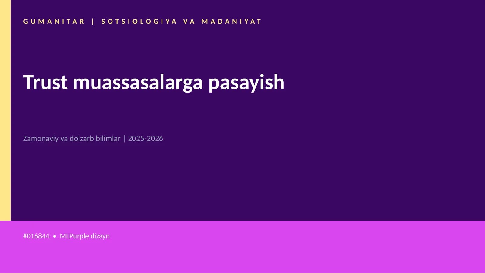 Trust muassasalarga pasayish