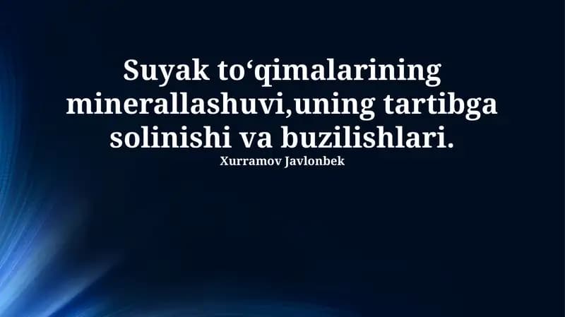 Suyak to‘qimalarining minerallashuvi