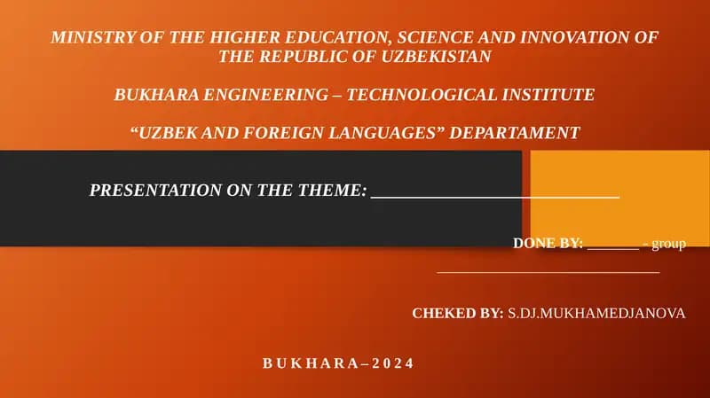 Uzbek and Foreign Languages Department Presentation
