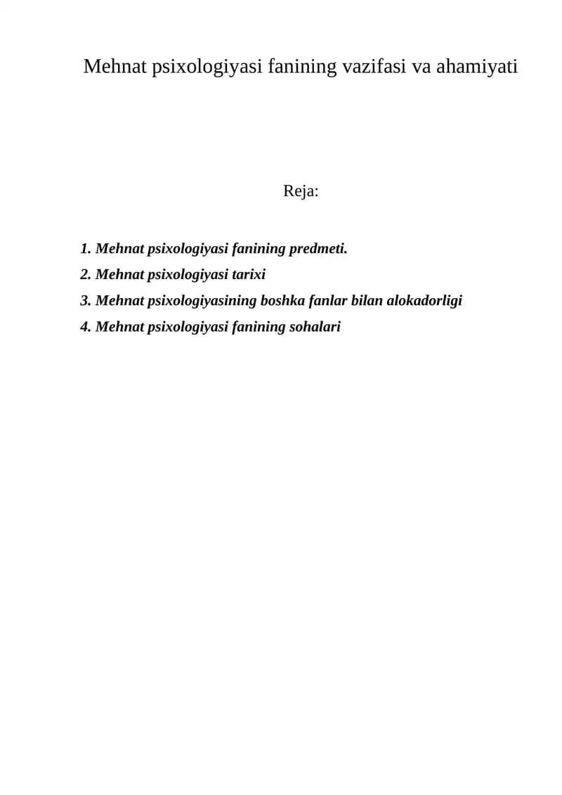 Mehnat Psixologiyasi