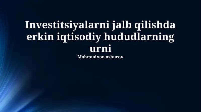 Erkin Iqtisodiy Zonalar