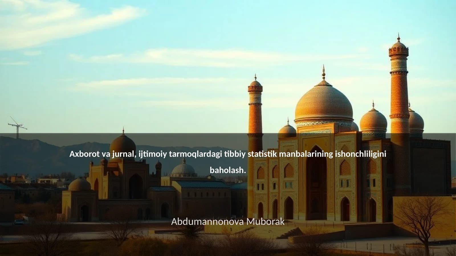Tibbiy statistik manbalar va ularning ahamiyati