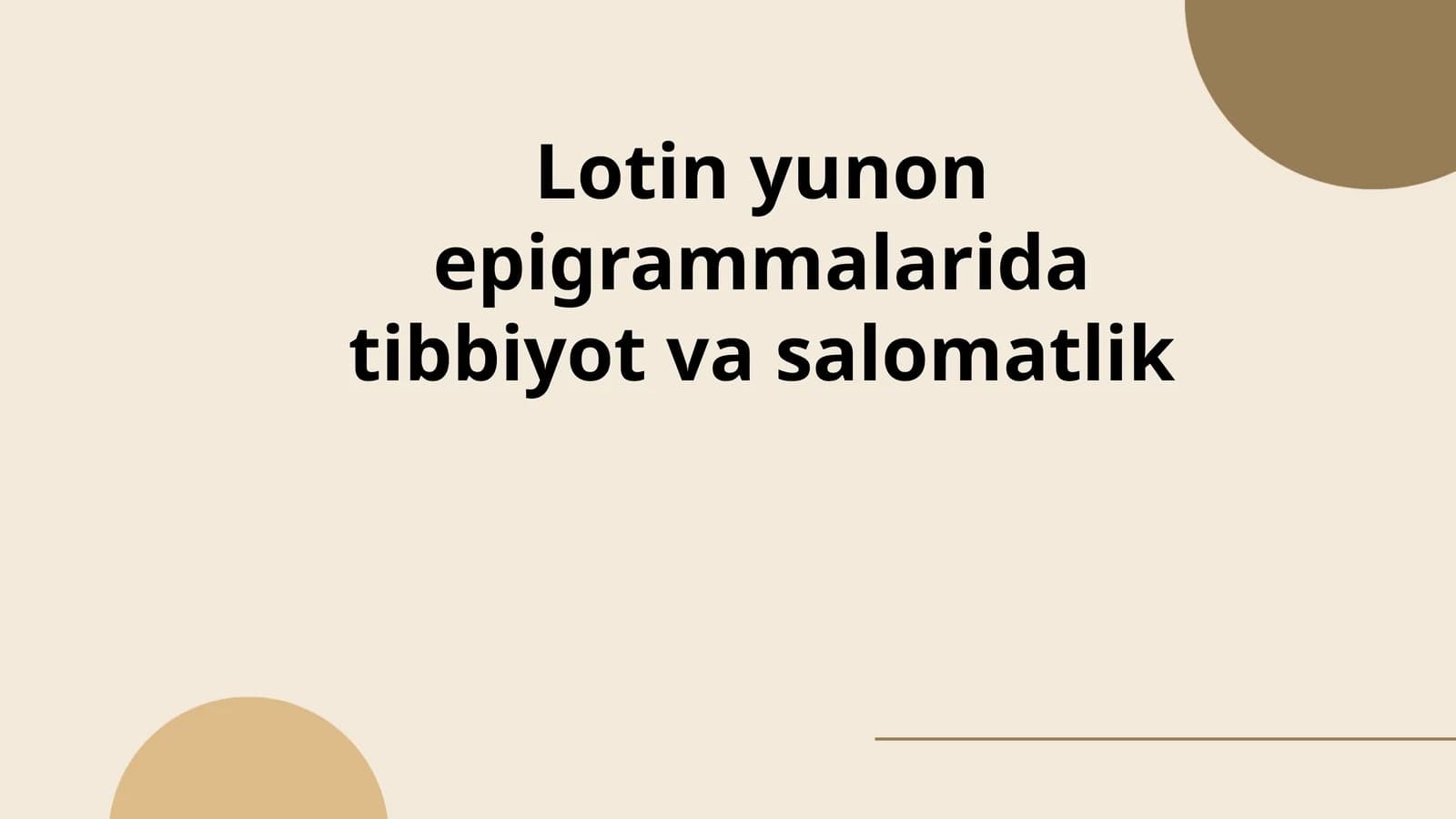 Lotin yunon epigrammalarida tibbiyot va salomatlik