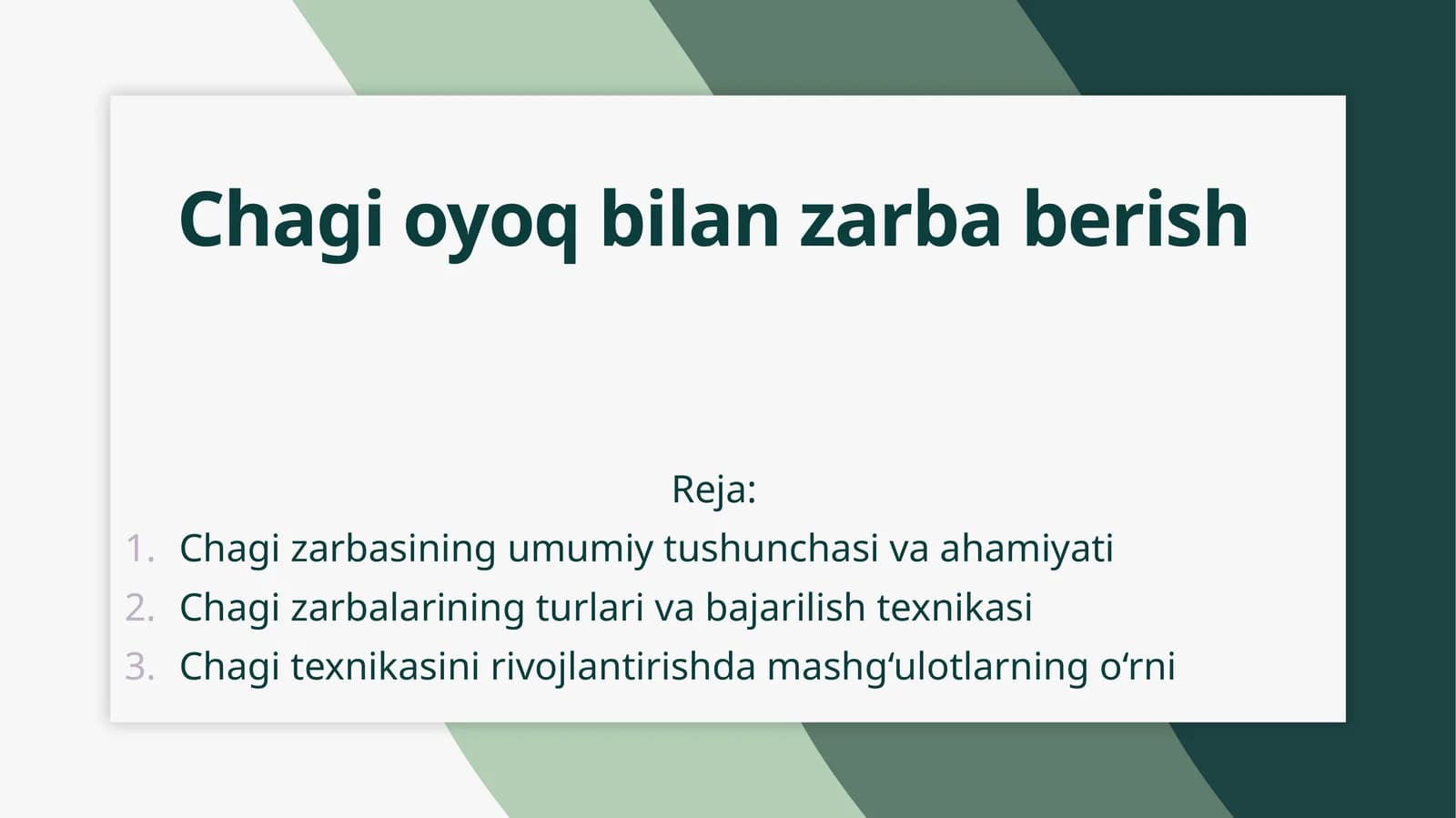 Chagi oyoq bilan zarba berish